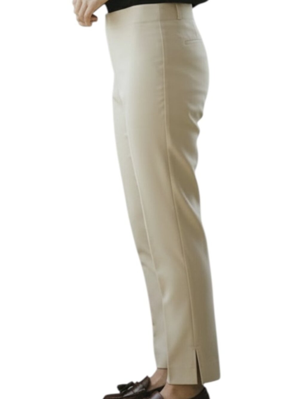 Talbots Buff Beige Chatham Ankle Pants 6 Side Zip Bi-Stretch Slim Trouser - Picture 2 of 11